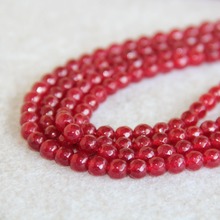 (Min Order1) 6mm Red Rubys Jades Chalcedony Beads Round Shape Natural Stone Faceted Beads 15inch Jewelry Making Design Wholesale 2024 - buy cheap