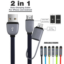 2 в 1 высокое качество Micro usb + 8pin USB Синхронизация Данных, Зарядное Устройство электрический Кабель для iPhone 5S 6 плюс ipad ios 8 Для Samsung HTC 2024 - купить недорого