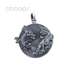Vintage 925 Sterling Silver Yin Yang Pendant with Dragon and Tiger for Men Boys,Free Shipping 2024 - buy cheap