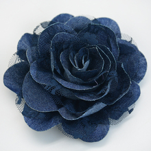 Acessórios de cabelo feitos à mão para frente dos cabelos em tecido jeans com rosas flores renda jeans decoração de vestuário flor 2024 - compre barato
