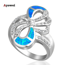 Женские серебряные кольца с голубым огненным опалом, Размеры #7 #8 2024 - купить недорого