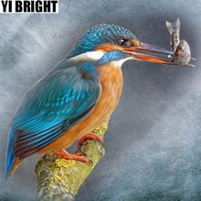 3D Алмазная вышивка YI BRIGHT DIY, вышивка крестиком «Птица Kingfisher & Fish», полноразмерная и круглая алмазная живопись, Рождественский домашний декор, GT 2024 - купить недорого