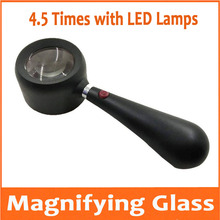 4.5X negro juguete para regalo LED de lectura lupa de vidrio iluminado de mano lupa para oficina con lámparas para niños hombre 2024 - compra barato