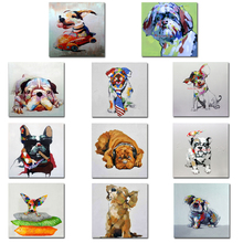 Pintura a óleo de cachorro de alta qualidade, pintada à mão, canino de tela, moderna pintura decorativa para sala de estar 2024 - compre barato