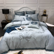 Ropa de cama de algodón egipcio de los años 60 conjunto de flores bordado Rey reina tamaño ropa de cama fundas de edredón fundas de almohada suave 2024 - compra barato