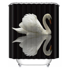 Modern Elegant White Swan Shower Curtain Polyester Waterproof Swan Swimming Reflecting In Water Bathroom Curtain Set Bath Decor 2024 - buy cheap