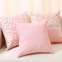 Household cloth cotton canvas fresh pink plaid floral pillow cover rely on pillowcases, bed cushions 2024 - buy cheap