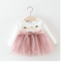 Vestido de princesa tutu infantil feminino, roupa de manga longa para bebês recém-nascidos, vestidos de aniversário de 1 ano, 2019 2024 - compre barato