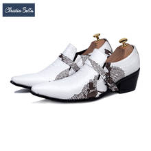 Christia Bella Fashion Brand Party Wedding Men Dress Shoes White Genuine Leather Buckle Formal Shoes Height Increasing Men Shoes 2024 - buy cheap