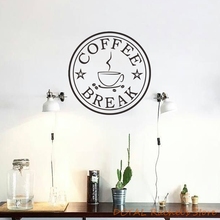 Наклейка для кофейни, кружка для столовой, кружка, виниловая стена для окна, круглая форма для кофе 2024 - купить недорого