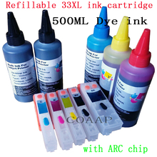 Kit de cartucho de tinta vacío recargable T3351-T3364 33XL + tintas de tinte de 500ML para EPSON, XP-530, XP-540, XP-630, XP-640 2024 - compra barato