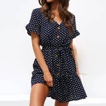 Summer Chiffon Dress Polka Dot Boho Beach Dress Vintage Ruffles Short Sleeve A-Line Party Mini Dress Sundress Vestidos Plus Size 2024 - buy cheap