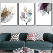 Scandinavian Abstract Transparent Leaves Canvas Paintings Leaf Poster Print Wall Art Pictures for Living Room Kitchen Home Decor 2024 - buy cheap