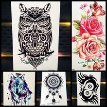 25 Style 3D Women Black Owl Temporary Tattoo Stickers Henna Body Art Tattoo Paste Arm Fake Flash Waterproof Tattoo Indian Tatoo 2024 - buy cheap