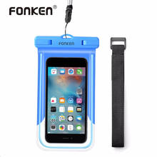 FONKEN Luminous Waterproof Case For Phone Pouch IPX8 Waterproof Bag with Arm Band Underwater Diving Swimming Strap Phone Case 2024 - buy cheap