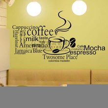 Café loja decalque da parede cafés leite chá bakey bolo arte da parede adesivo decalque diy decoração para casa mural decoração de vidro de café adesivo 2024 - compre barato