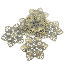 10Pcs Embelishment Connectors Bronze Tone Flower Hexagon Alloy Filigree Wraps Hollow Decoration Jewelry DIY Findings Craft 57mm 2024 - buy cheap