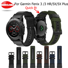 Легкий натовский Премиум нейлон + кожаный ремешок для Garmin Fenix 5X/5X Plus/3/3 HR ремешок для часов быстросъемный сменный Браслет 2024 - купить недорого