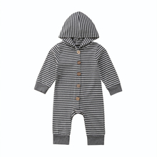 Lovely Kids Striped Rompers Baby Infant Boy Girl Long Sleeve Hooded Romper Hooded Jumpsuit Casual Kid Cotton Outfits Clothes New 2024 - buy cheap