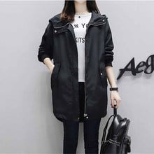 2019 Plus size Trench Coats Women Spring Autumn Outerwear Girls Korean Harajuku BF Letter Hooded Windbreaker Coats Loose Female 2024 - buy cheap