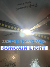 200 PÇS/LOTE 1210 branco 3528 SMD LED branco brilhante light-emitting diodes 5000-7000k 2000-2200mcd 6-7lm 2.8 3.6-3528 v branco Fresco 2024 - compre barato