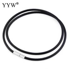 2/3/4mm 18/20/22/24inch Black Leather Cord Chain Necklace Stainless Steel Bayonet Clasp Connector Round Waxed Rope For Men Women 2024 - buy cheap
