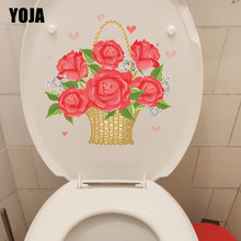 Yoja cesta de rosas vermelha romântica embutida para decoração de parede do quarto adesivo decorativo de banheiro 2024 - compre barato
