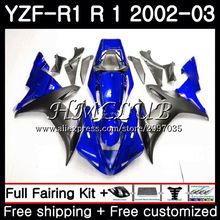 Корпус для YAMAHA YZF R 1 YZF 1000 YZF-R1 2002 2003 20HC. 7 YZF R1 02 03 YZF-1000 YZF1000 YZFR1 02 03 обтекатель рамка синий черный верх 2024 - купить недорого