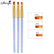 Monja 3 шт./компл. кисть для дизайна ногтей ручка со стразами акриловый УФ гель-удлинитель для рисования карандаш для маникюра, инструменты 2024 - купить недорого