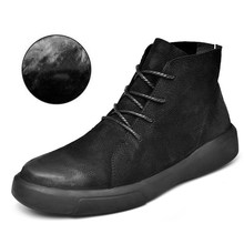 Botas de couro masculinas quentes para o inverno 38-47, calçado casual com cadarço de alta qualidade, vintage, plus size 2024 - compre barato