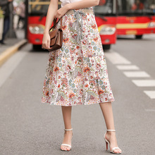 Женская летняя юбка Wasteheart, белая, с высокой талией и цветочным принтом, а-силуэта 2024 - купить недорого
