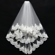 Short 2 Layer High Quality Wholesale Wedding Veils Lace Edge Wedding Accessories Bridal Veil Velos De Novia 2024 - buy cheap