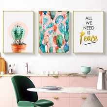Pinturas en lienzo de Cactus rosa para decoración del hogar, carteles de arte de pared, impresiones POP para cocina, sala de estar 2024 - compra barato