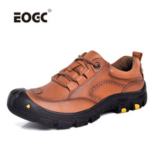 Handmade Autumn Men Shoes Vintage Style Natural Leather Casual Shoes Lace-Up Outdoor Comfortable Flats Shoes Men 2024 - buy cheap