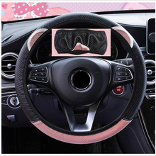 Capa protetora de volante de carro gato, confortável, anti-derrapante, cobertura para volante, kawaii, rosa, acessórios para carros 2024 - compre barato