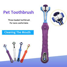 TECHOME товары для домашних животных зубная щетка для собак и кошек креативная трехголовная зубная щетка многоугольная зубная щетка для чистки рта инструменты для чистки рта 2024 - купить недорого