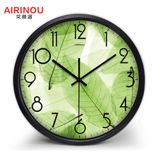 Airinou New Design Green Wall Clock Translucent Leaf  Nature Quite Living Room Quartz Glass Silent Home Decor Clock 2024 - buy cheap