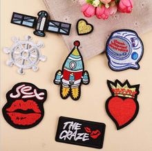 New arrival 10 pcs Heart Plane Embroidered patches iron on Jeans coat tshirt bag shoe hat diy repair Motif emblem accessory diy 2024 - buy cheap