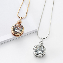 Big Round Clear Austrian Crystal Pendant Necklace Gold Long Chain Sweater Necklace For Women Fashion Jewelry Party Mujer Gifts 2024 - купить недорого