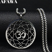 2021 Yoga Hindu Buddhism Flower of Life Stainless Steel Necklace Women Silver Color Chain Necklace Jewelry gargantilla N622S02 2024 - buy cheap