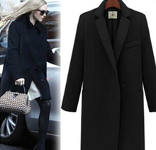 Turn-down collar popper medium-long circle wool coat woolen outerwear female 2024 - buy cheap
