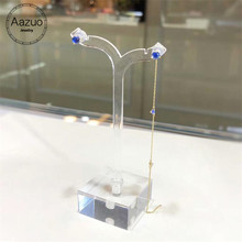 Aazuo Real Natural Round Moonstone Real Diamond 18K Yellow Gold Drop Earrings Chain Earring For Wedding Engagement Party 2024 - buy cheap