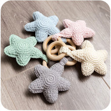 Wooden Teether 1pc Baby Rattle Crochet Knitted Star Baby Play Gym Baby Teething Ring Teether Sensory Pendant Gift Montessori Toy 2024 - buy cheap