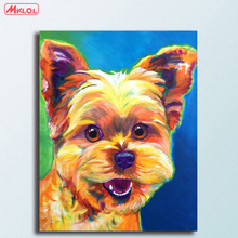 Pintura de parede em tela sem moldura, arte de parede de animais, cão-pop, decoração de sala de estar, pintura a óleo em tela 2024 - compre barato