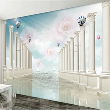 wellyu Custom wallpaper European papel de parede 3D stereo rose Roman pillar TV background wallpaper living room bedroom 3d обои 2024 - buy cheap