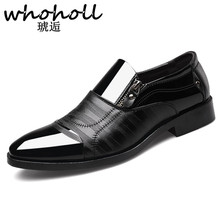 Whoholl 2018 Spring Autumn Men Formal Wedding Shoes Luxury Men Business Dress Shoes Men Loafers Zip Pointy Shoes Big Size 38-48 2024 - buy cheap