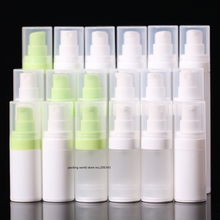 Garrafa fosca/branca, 15ml, bomba branca/verde, tampa transparente para soro/base/loção/emulsão, embalagem cosmética 2024 - compre barato