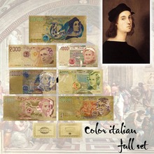 Conjunto de notas italianas coloridas e leves, conjunto completo de 7 peças, folha de ouro normal, lembrança de decoração 2024 - compre barato