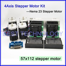 4 Eixos CNC kit controlador 4 PCS Nema23 CNC motor de passo 57x112mm + stepping Motor Driver 4A, 42 V + fonte de alimentação + breakout placa 2024 - compre barato