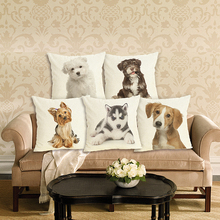Новый домашний декор, наволочка с принтом милой собаки, льняная подушка, чехол, декоративная наволочка для дивана, чехол для подушки 2024 - купить недорого